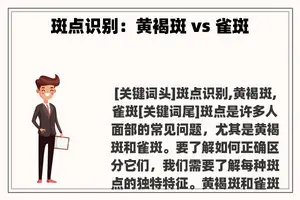 斑点识别：黄褐斑 vs 雀斑