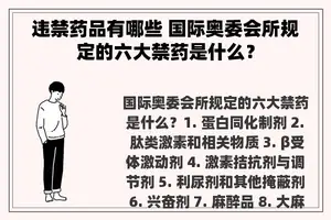 违禁药品有哪些 国际奥委会所规定的六大禁药是什么？