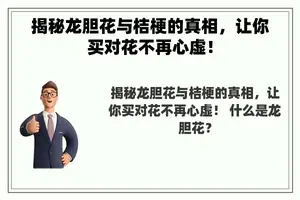 揭秘龙胆花与桔梗的真相，让你买对花不再心虚！