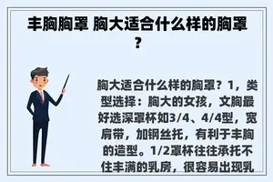 丰胸胸罩 胸大适合什么样的胸罩？