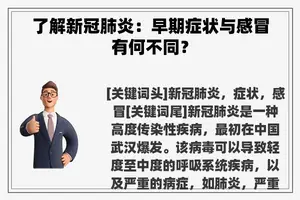 了解新冠肺炎：早期症状与感冒有何不同？