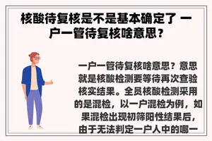 核酸待复核是不是基本确定了 一户一管待复核啥意思？