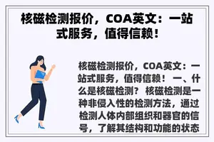 核磁检测报价，COA英文：一站式服务，值得信赖！