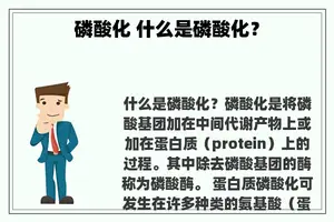 磷酸化 什么是磷酸化？