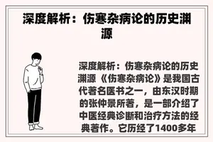 深度解析：伤寒杂病论的历史渊源