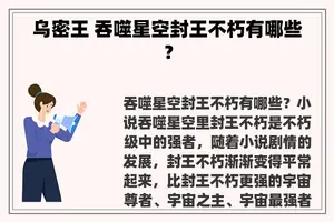 乌密王 吞噬星空封王不朽有哪些？