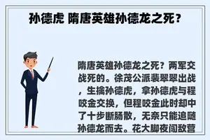 孙德虎 隋唐英雄孙德龙之死？