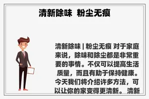 清新除味 粉尘无痕