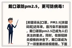 戴口罩防pm2.5，更可防病毒！