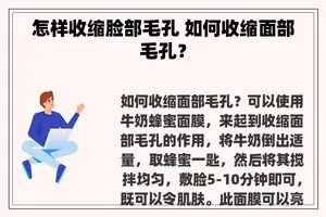 怎样收缩脸部毛孔 如何收缩面部毛孔？