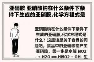 亚硝胺 亚硝酸钠在什么条件下条件下生成的亚硝胺,化学方程式是什么？