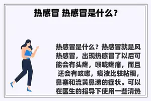 热感冒 热感冒是什么？