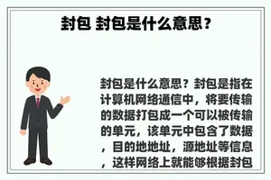 封包 封包是什么意思？