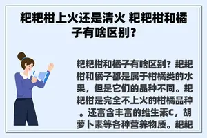 粑粑柑上火还是清火 粑粑柑和橘子有啥区别？